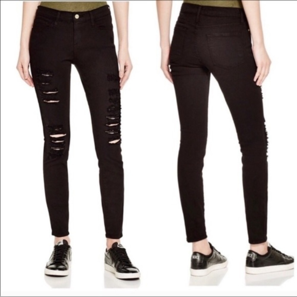 Frame denim le skinny de jeanne distressed ripped skinny stretch jeans size 26